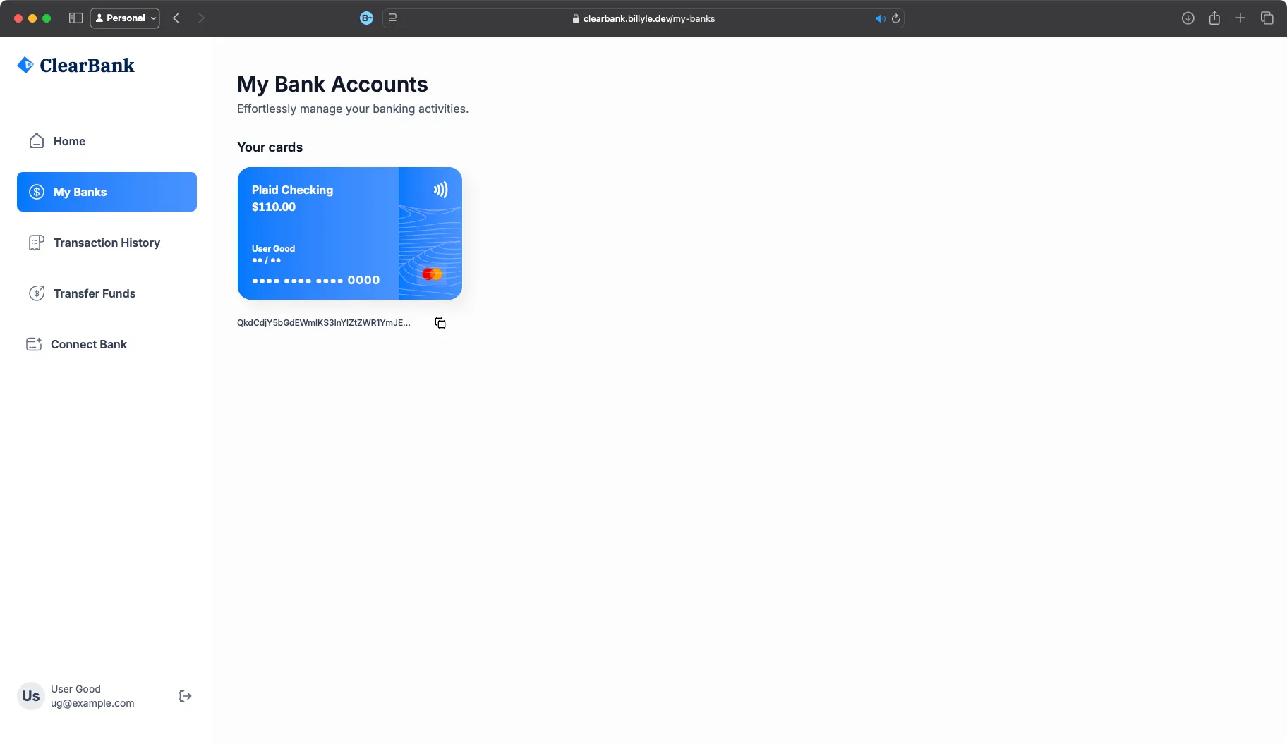 clearbank accounts page