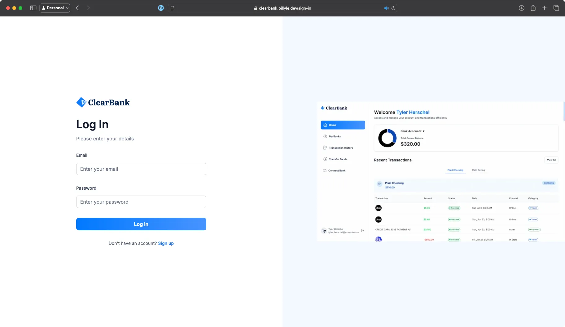 clearbank login page