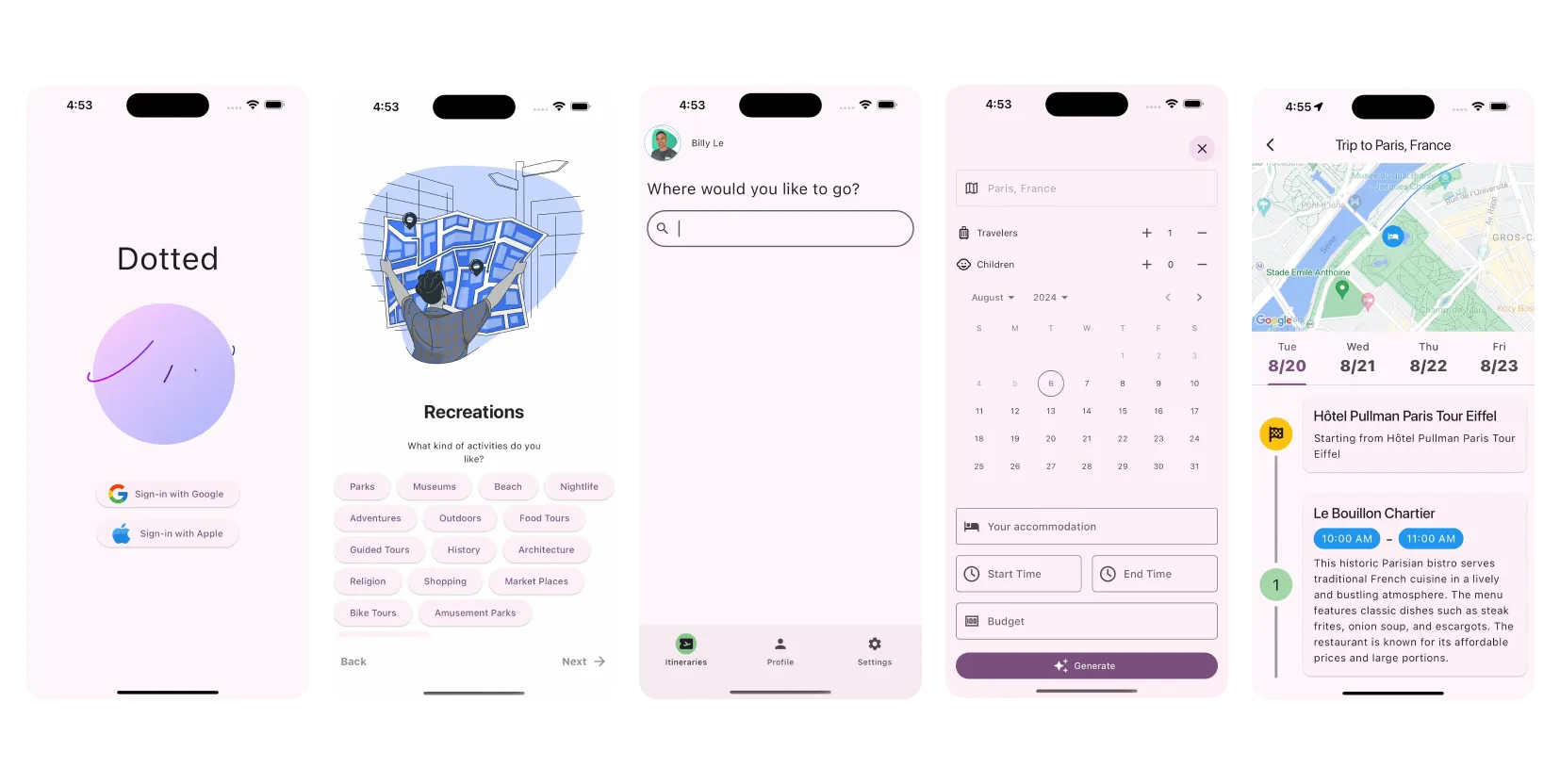 dotted various screens